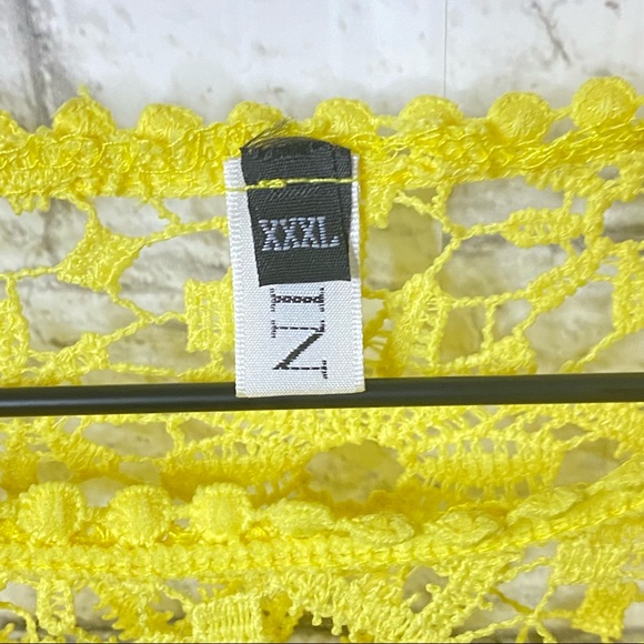 Women long sleeved chiffon hollow flower Yellow Lace Blouse Crochet Size XL US - Picture 3 of 3